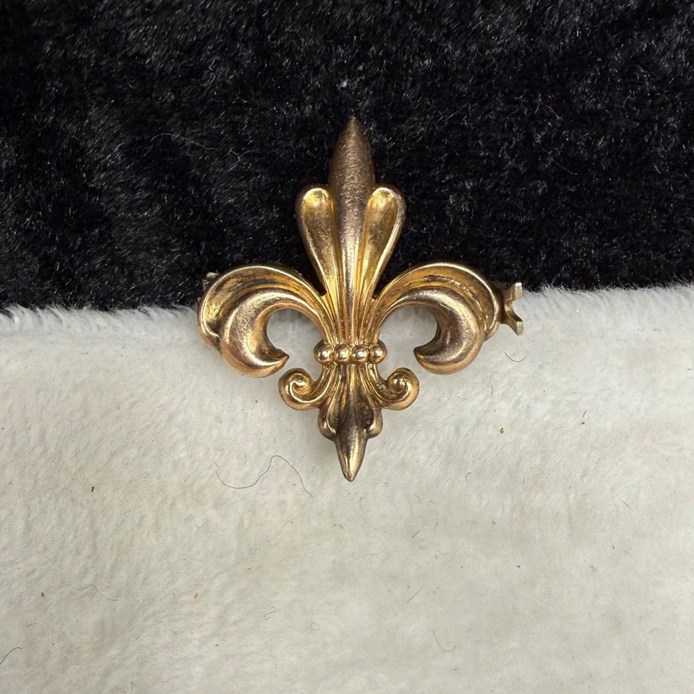 Vintage Gold Filled Watch Chain Brooch Fleur-de-lis
